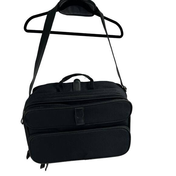 Samsonite Black Computer Bag With Leather Strap 261 700 Series Travel Durable - Picture 2 of 11